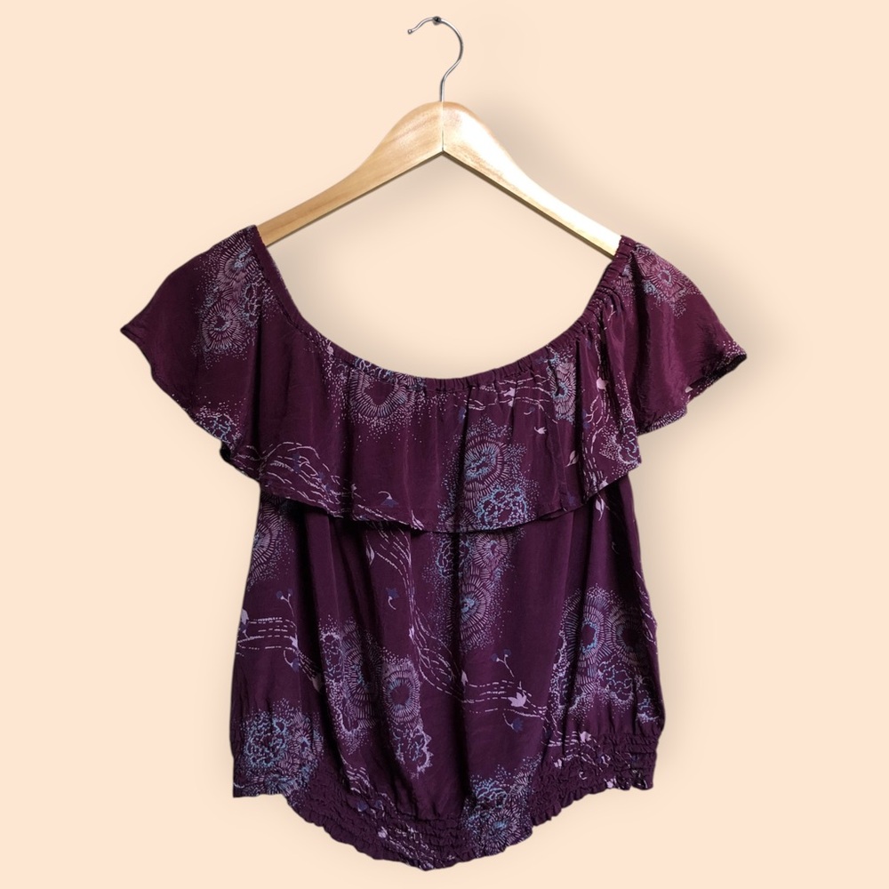 French Connection Purple Silk Bohemian Summer Top Artsy Y2K Women’s Size 8